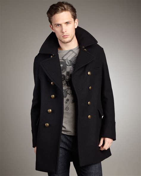 burberry pea coat black|Burberry Peacoats for Men .